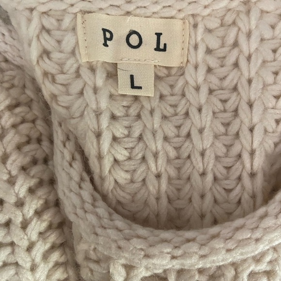 POL women's L oversized drop shoulder boxy chunky knit sweater cream color EUC - Picture 6 of 7